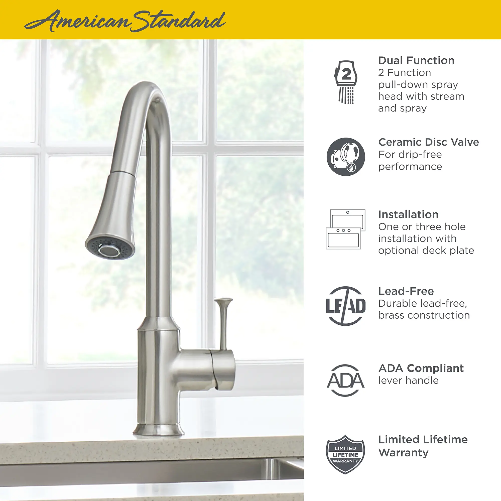 Pekoe® Single-Handle Pull-Down Dual-Spray Kitchen Faucet 2.2 gpm/8.3 L/min - Image 4