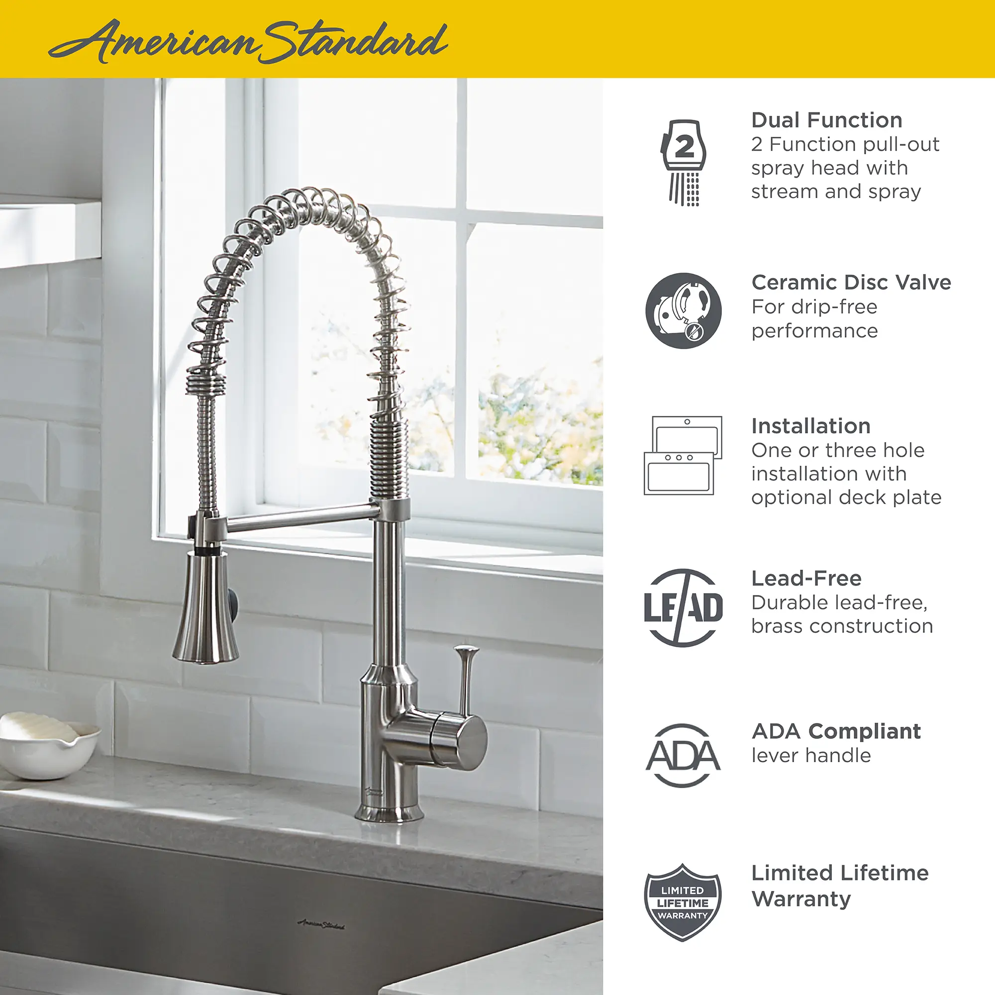 Pekoe® Single-Handle Semi-Pro Dual-Spray Kitchen Faucet 2.2 gpm/8.3 L/min - Image 18