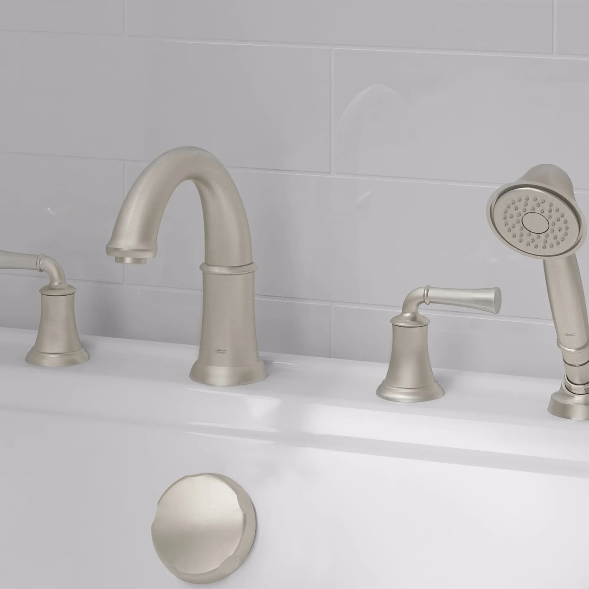 Portsmouth Bathtub Faucet with Personal Shower for Flash Rough-in Valve with Lever Handles - Image 4