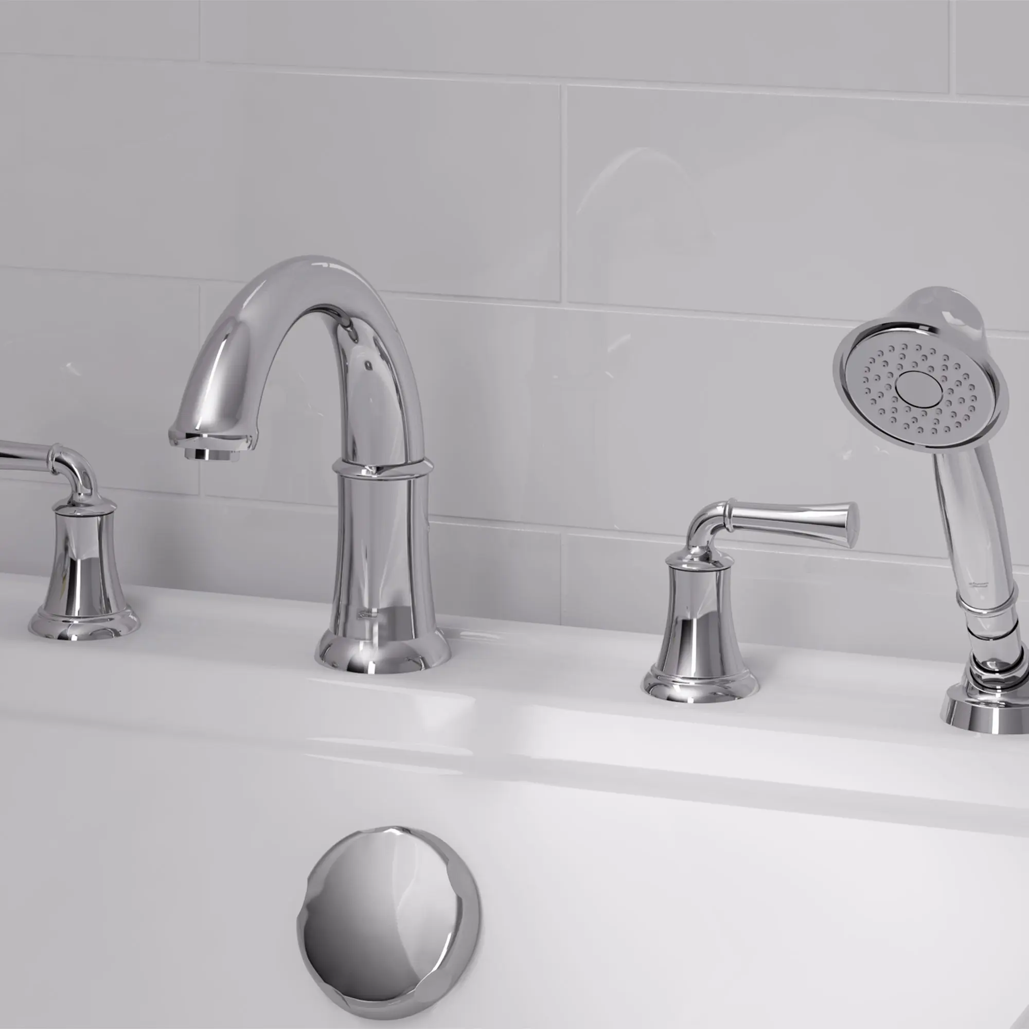Portsmouth Bathtub Faucet with Personal Shower for Flash Rough-in Valve with Lever Handles - Image 6
