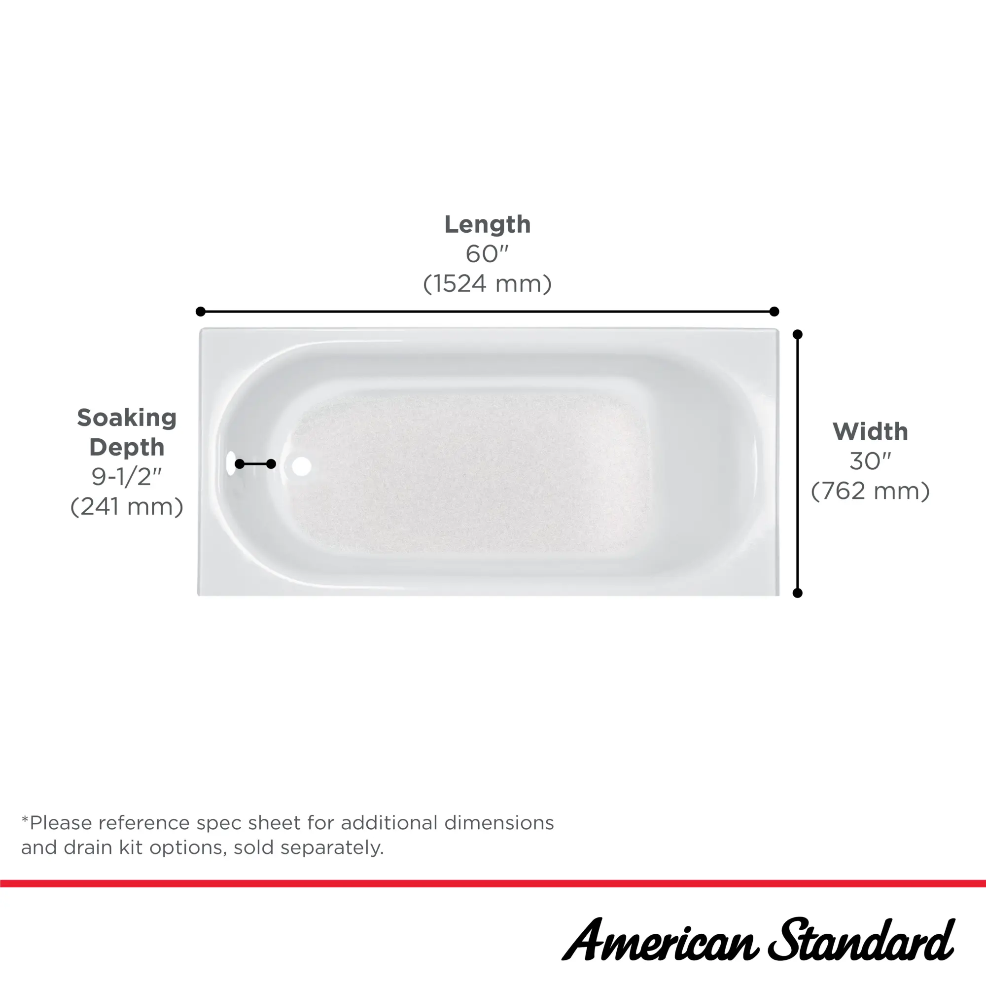 Princeton® Americast® 60 x 30-Inch Integral Apron Bathtub with Left-Hand Outlet - Image 10