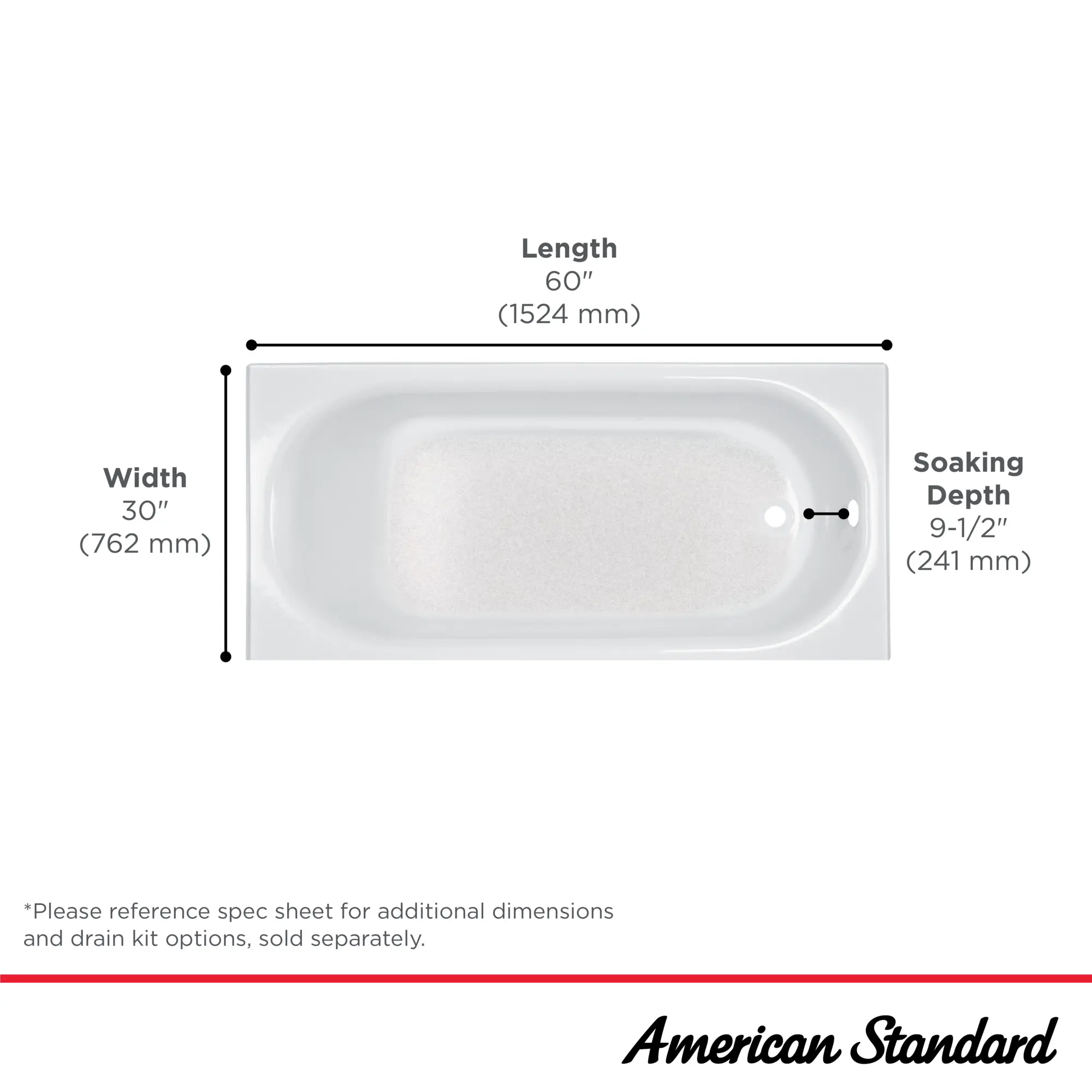 Princeton® Americast® 60 x 30-Inch Integral Apron Bathtub with Right-Hand Outlet - Image 8