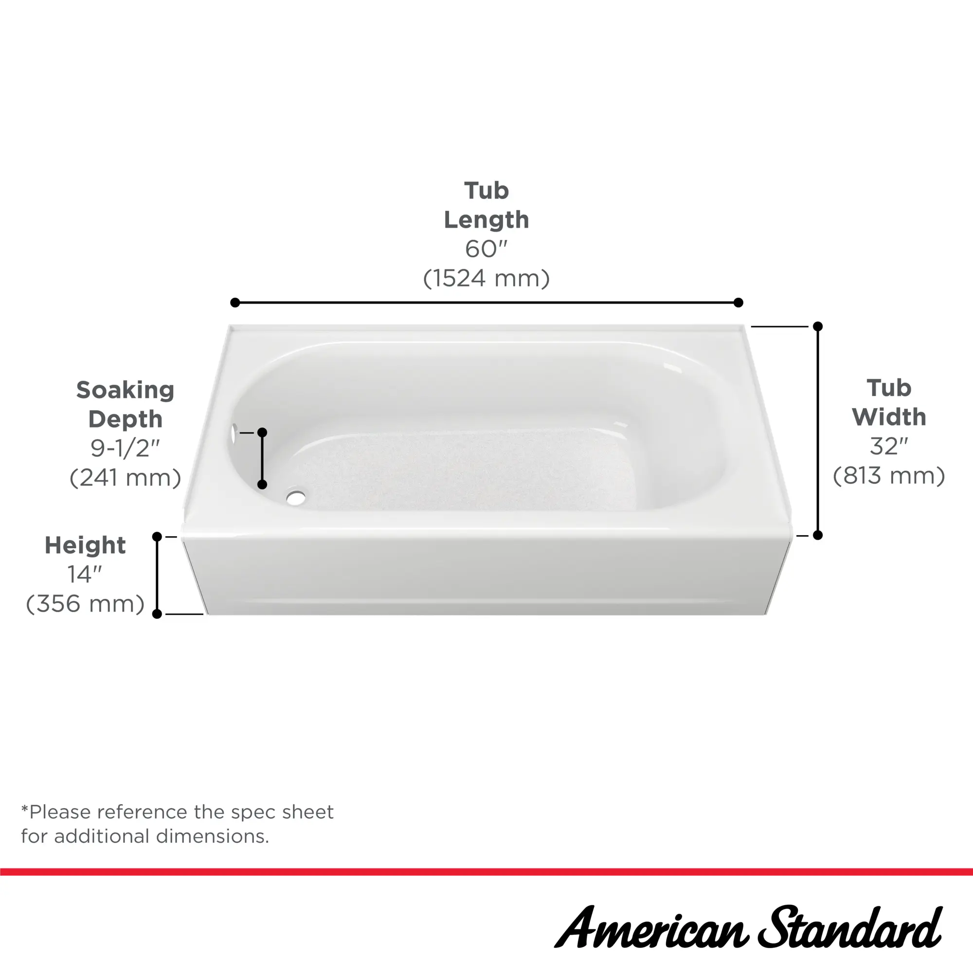 Princeton® PRO Steel 60 x 32-inch Integral Apron Bathtub with Left-Hand Outlet - Image 12