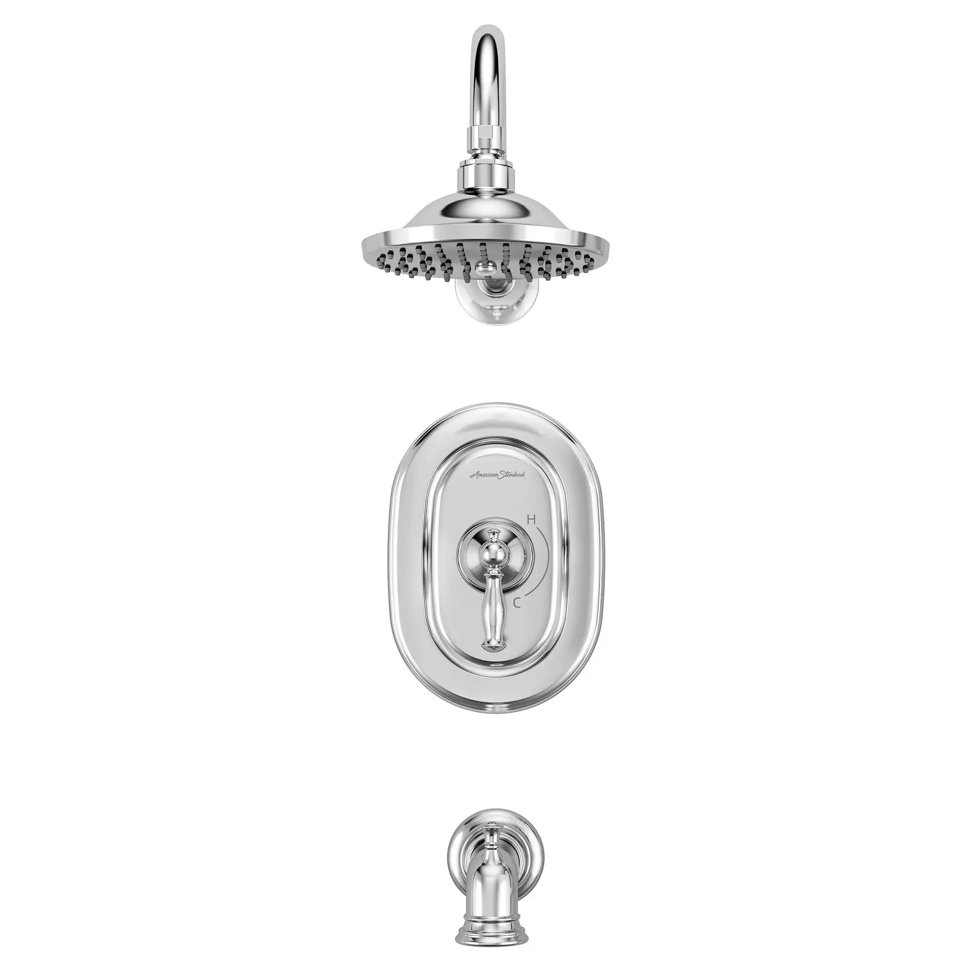 Quentin® 2.5 gpm/9.5 L/min Tub and Shower Trim Kit With Rain Showerhead, Double Ceramic Pressure Balance Cartridge With Lever Handle