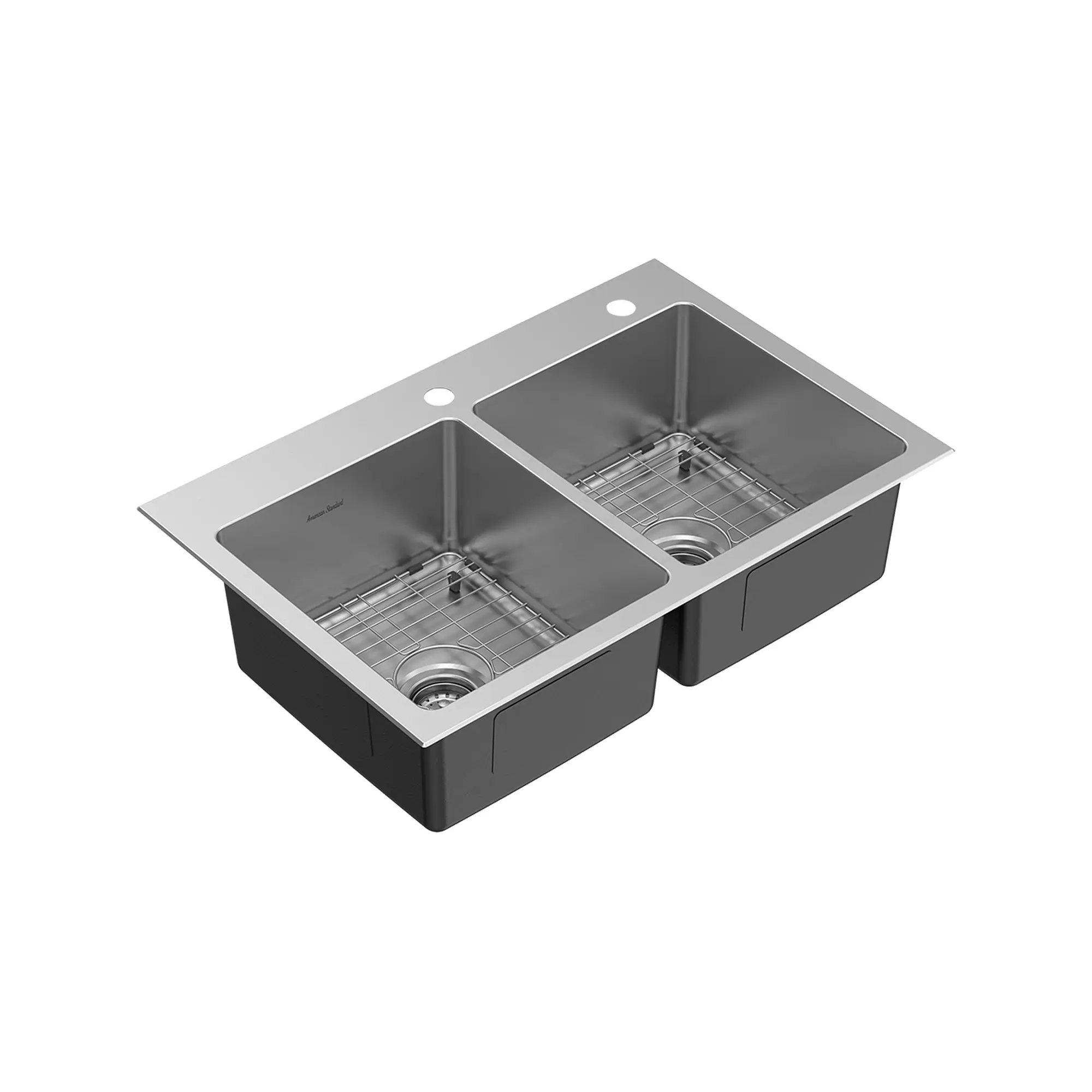 Raviv® Pull-Down Faucet and 33-Inch Stainless Steel Double-Bowl Kitchen Sink Kit - Image 2