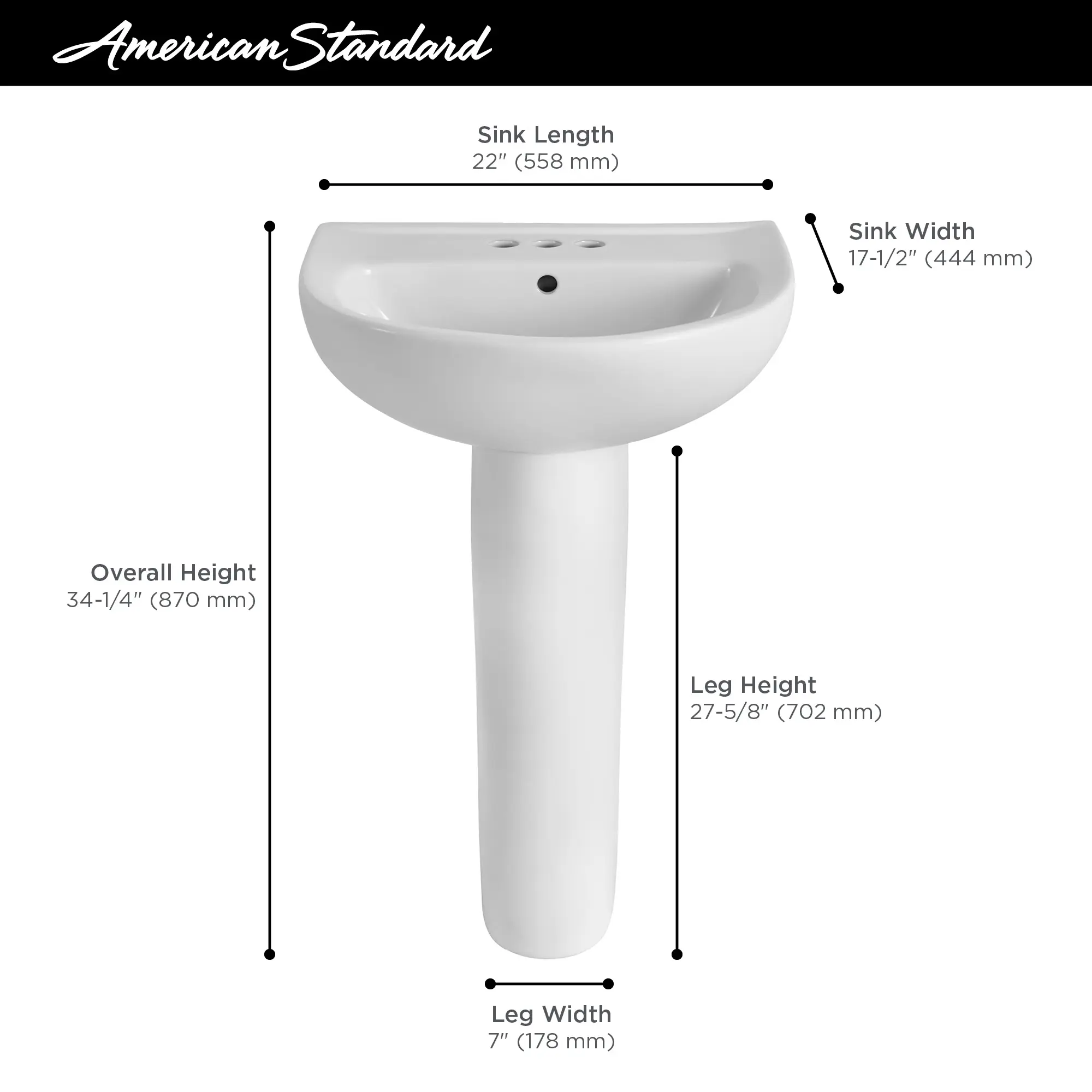Reliant® 22 in. Pedestal Sink, 4 in. Centerset Holes - Image 11