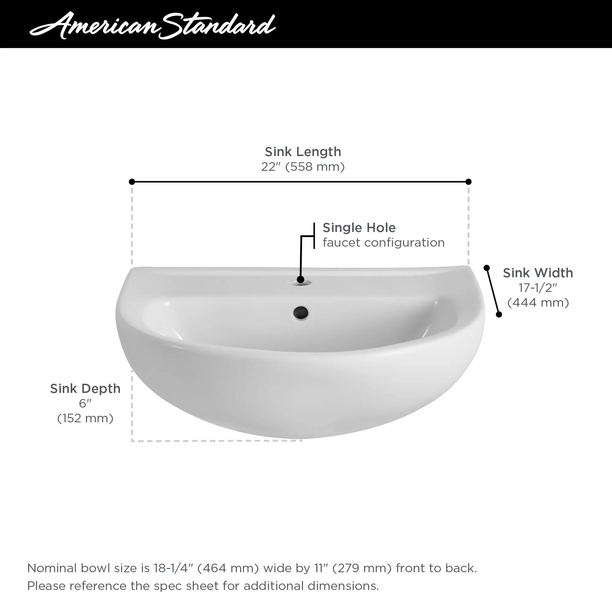 Reliant® 22 in. Pedestal Sink Top Only, Single Hole - Image 6