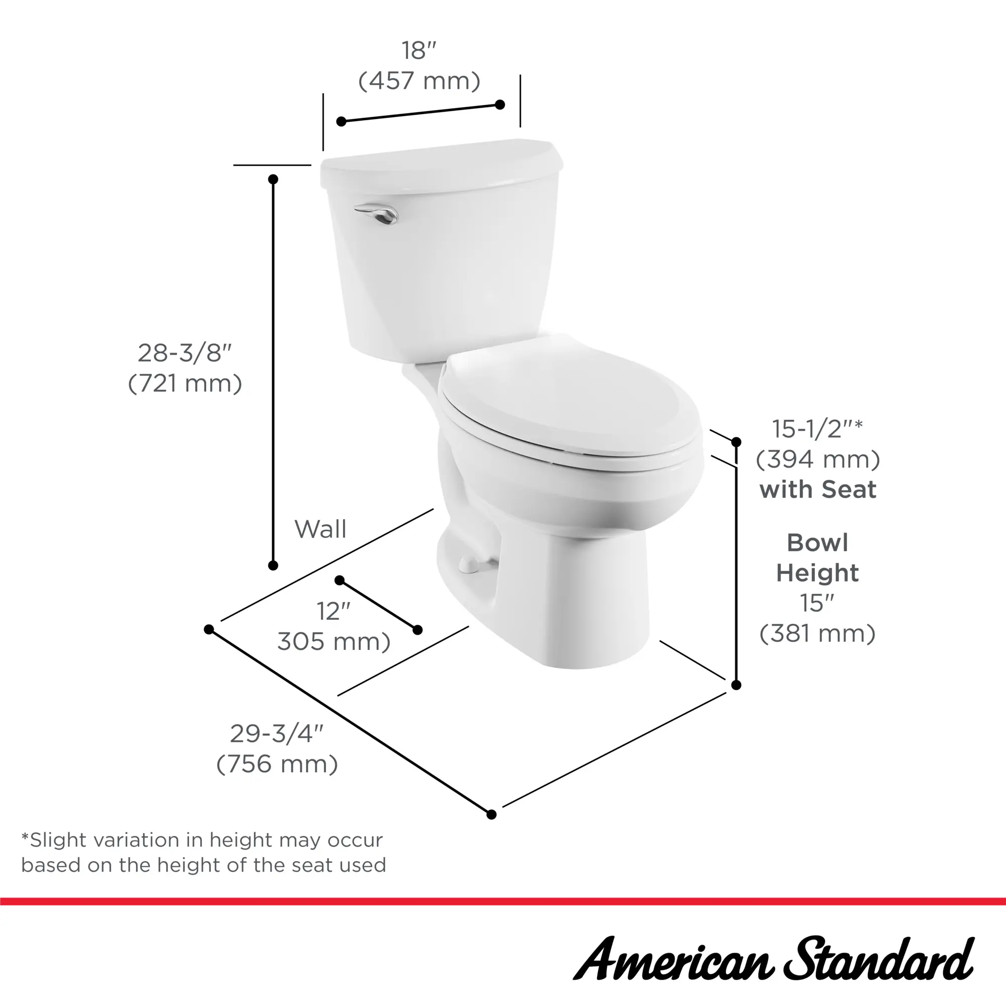 Reliant® Two-Piece Standard Height Elongated Toilet with Seat - Image 15