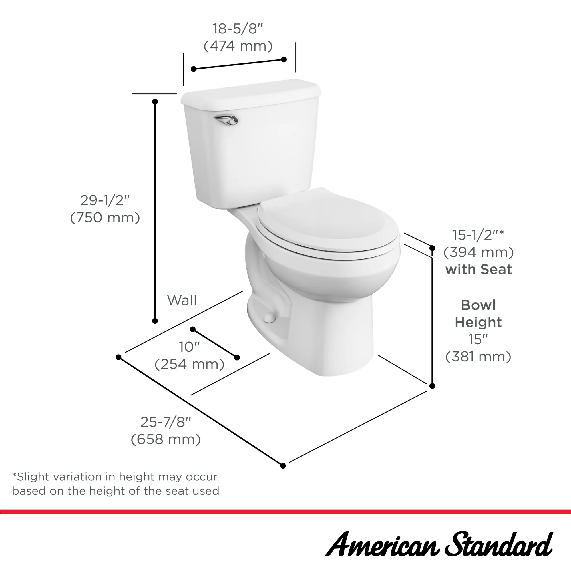 Reliant Two-Piece 1.28 gpf/4.8 Lpf Standard Height Round Front 10-Inch Rough Toilet with Seat - Image 19