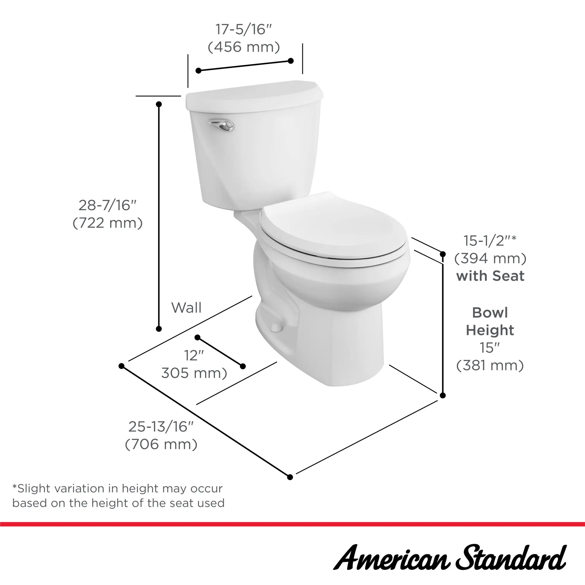 Reliant Two-Piece 1.28 gpf/4.8 Lpf Standard Height Round Front Toilet with Seat - Image 19