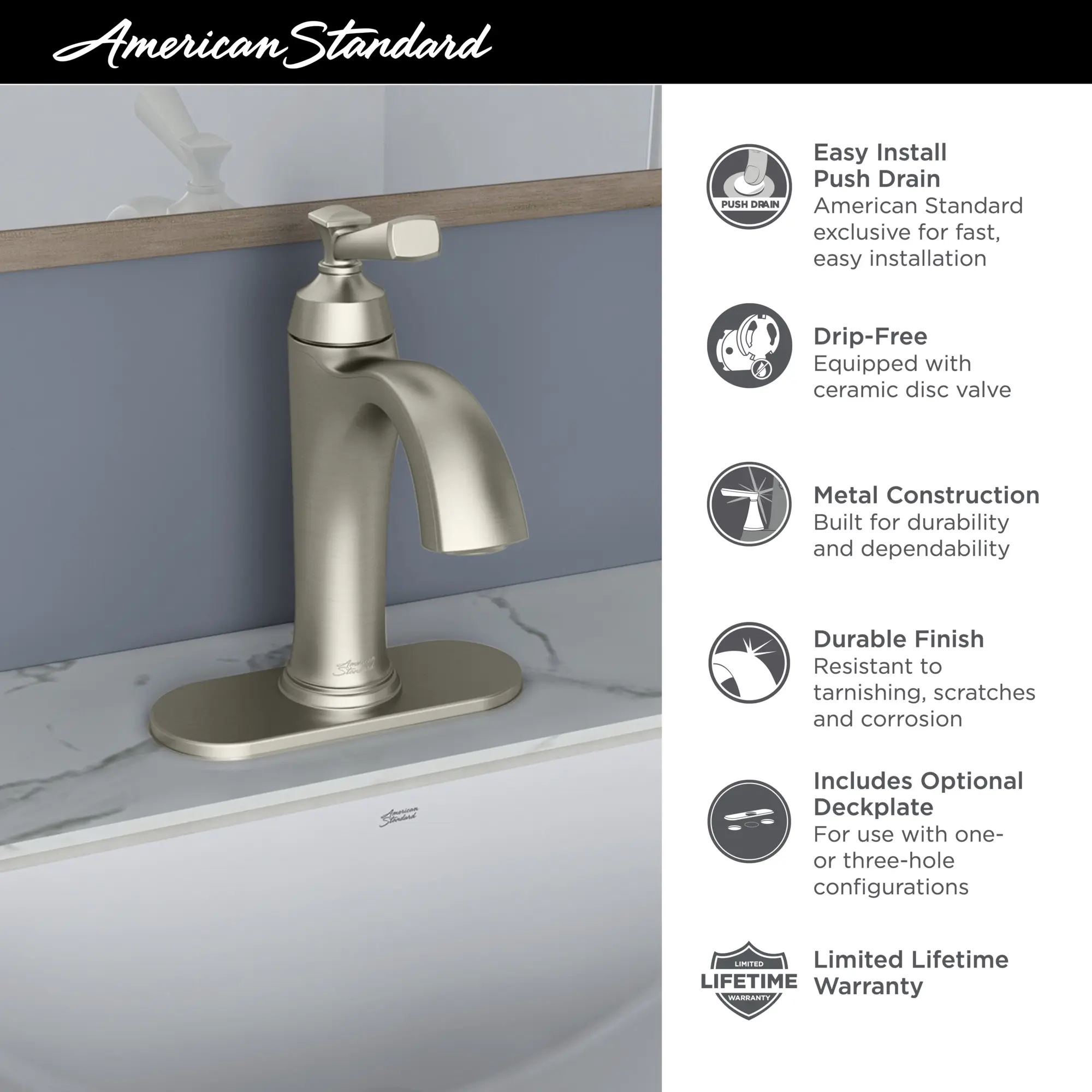 Rumson® Single Hole Single-Handle Bathroom Faucet 1.2 gpm/4.5 L/min With Lever Handle - Image 34