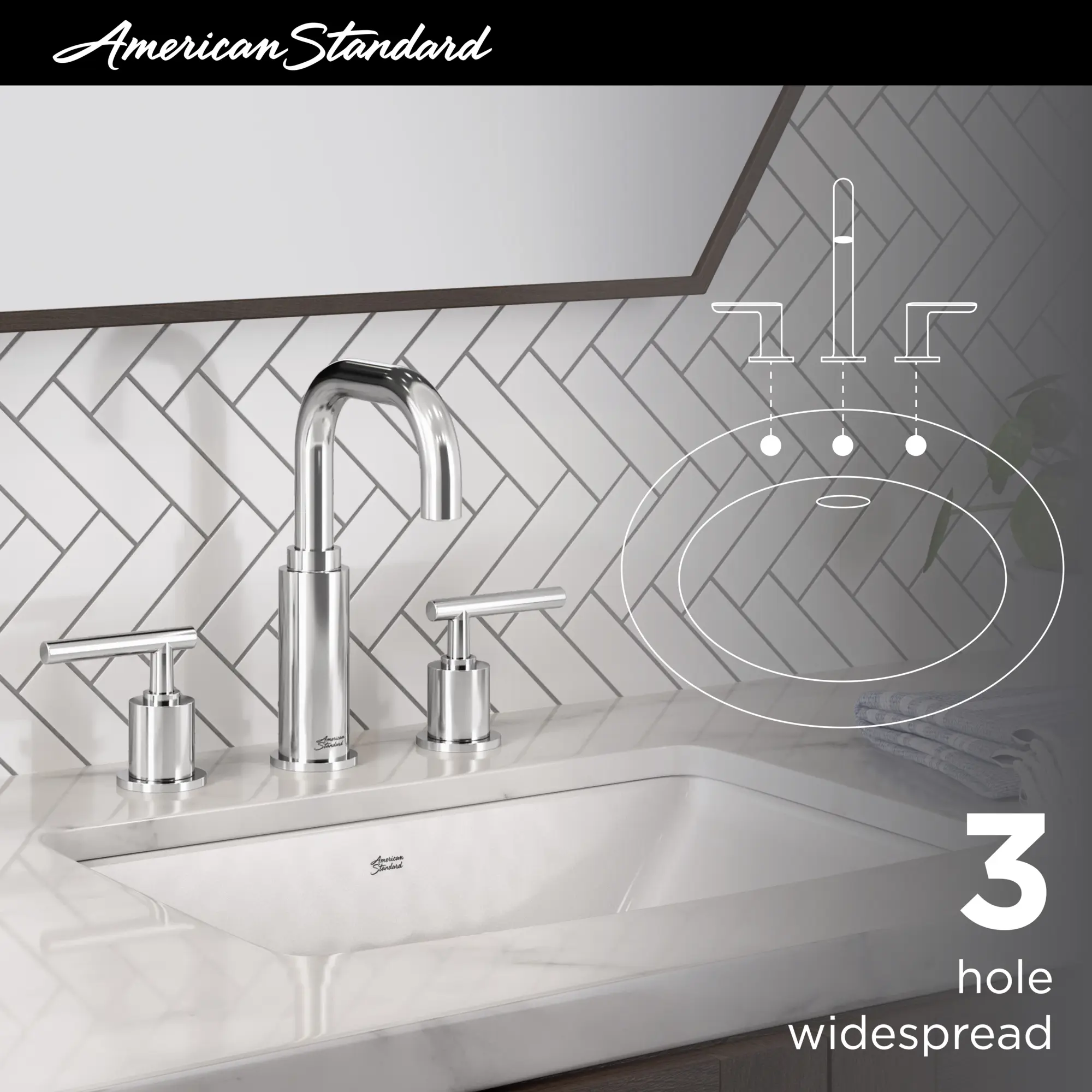 Serin® 2-Handle 8-Inch Widespread Bathroom Faucet 1.2 gpm 4.5 L/min With Lever Handles - Image 5