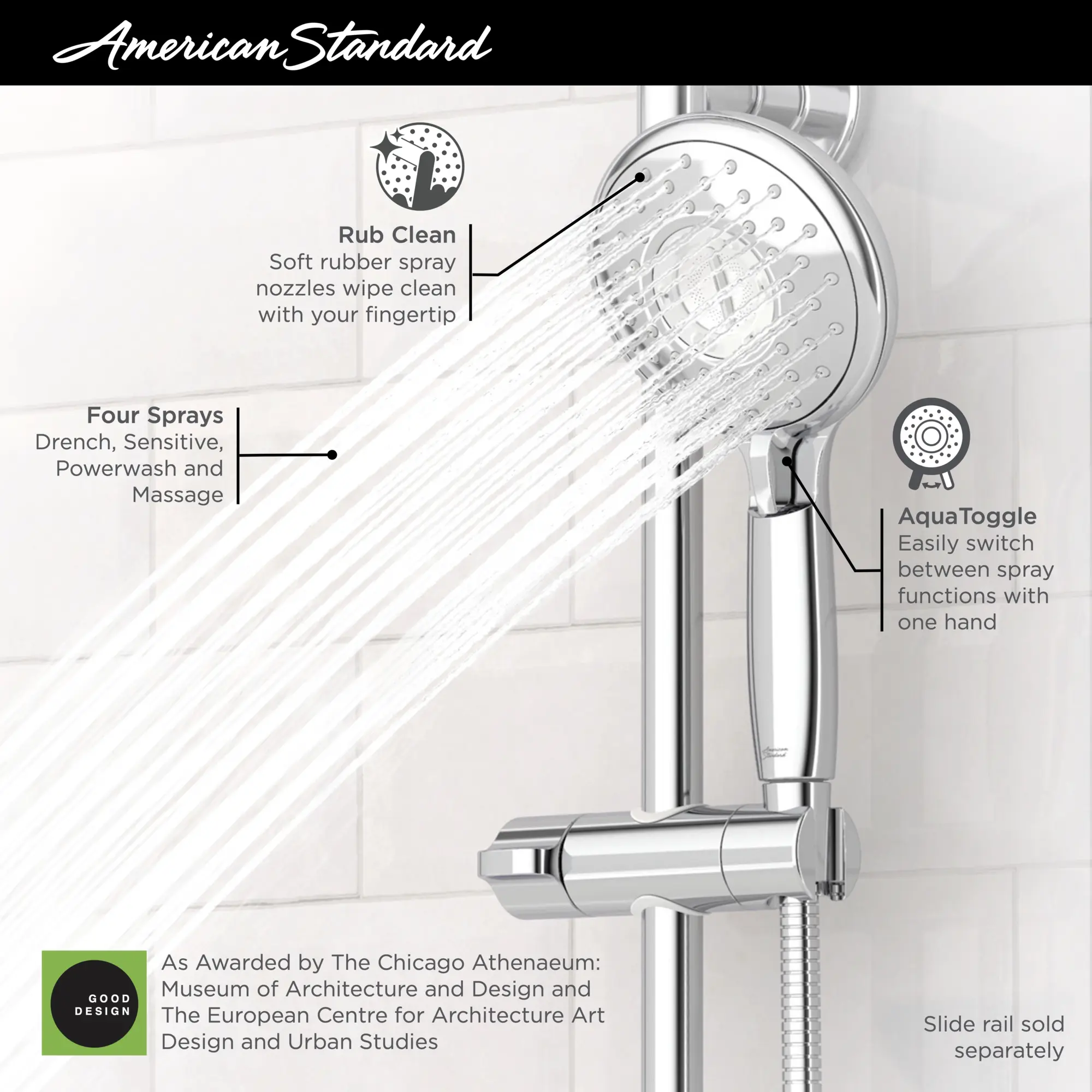 Spectra® Handheld 1.8 gpm/6.8 L/min 5-Inch 4-Function Hand Shower - Image 21