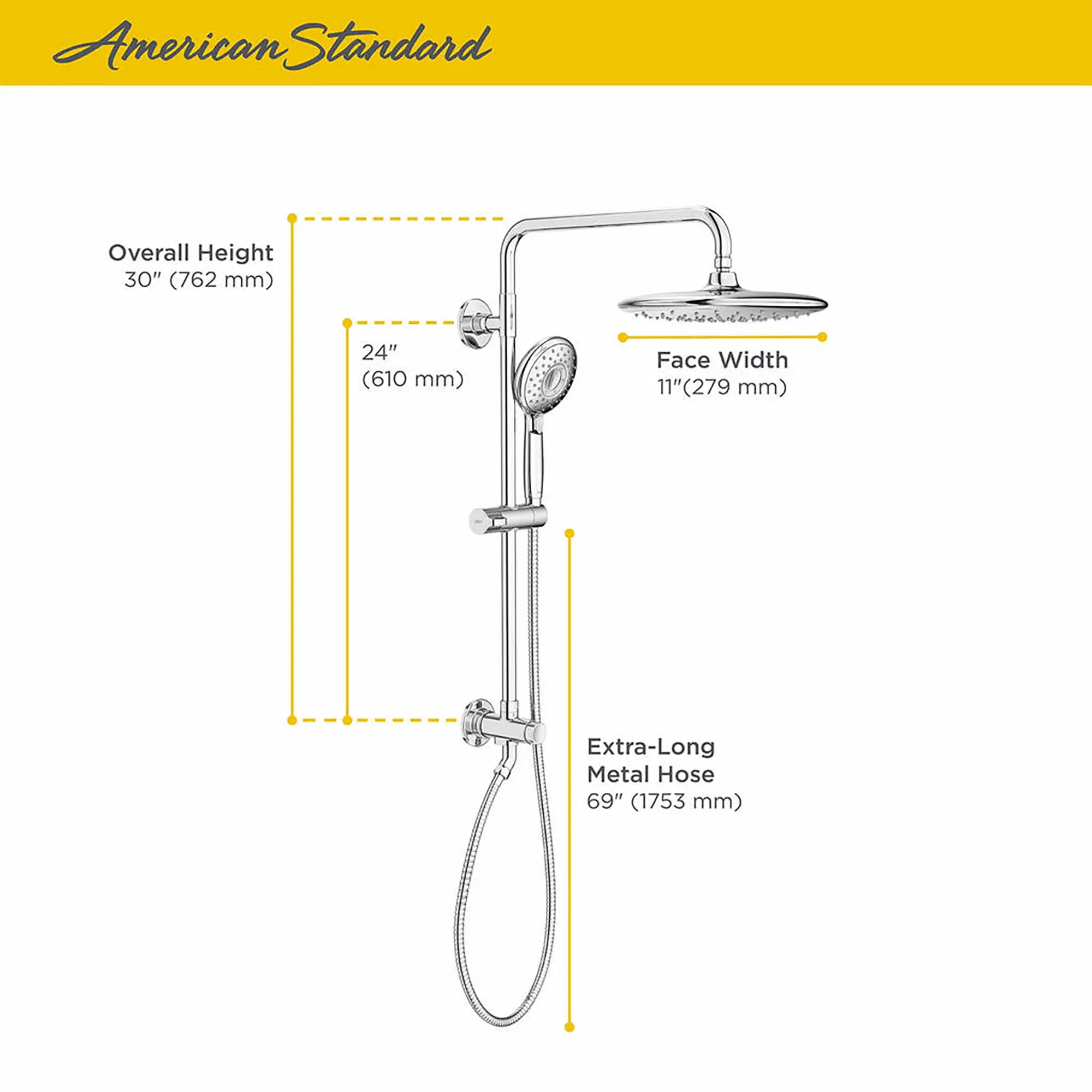 Spectra Versa® 24-Inch 4-Function 1.8 gpm/6.8 L/min Shower System With Rain Showerhead - Image 21