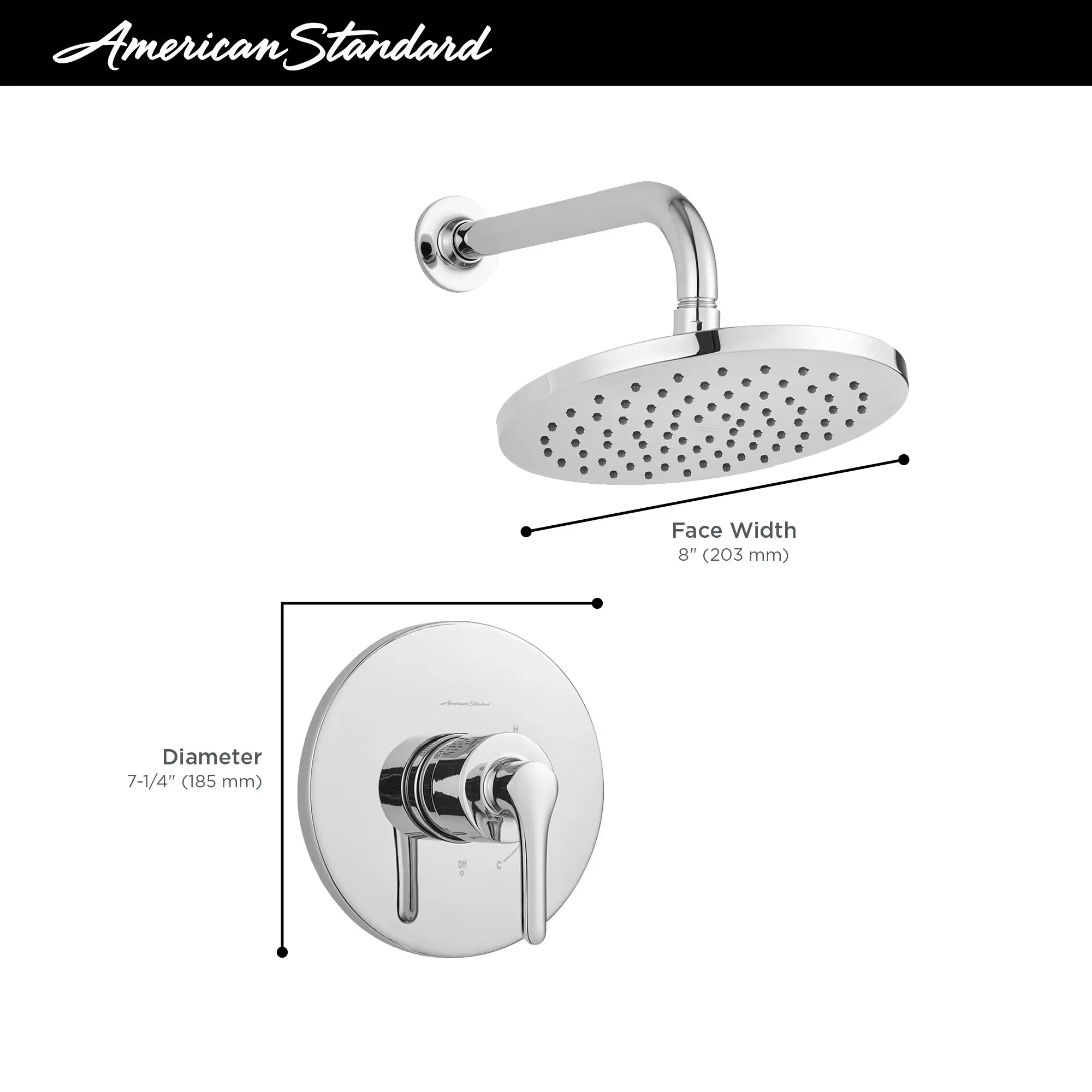 Studio® S 2.5 gpm/ 6.8 L/min  Shower Only Trim With Rain Showerhead With Double Ceramic Balance Cartridge With Lever Handle - Image 5