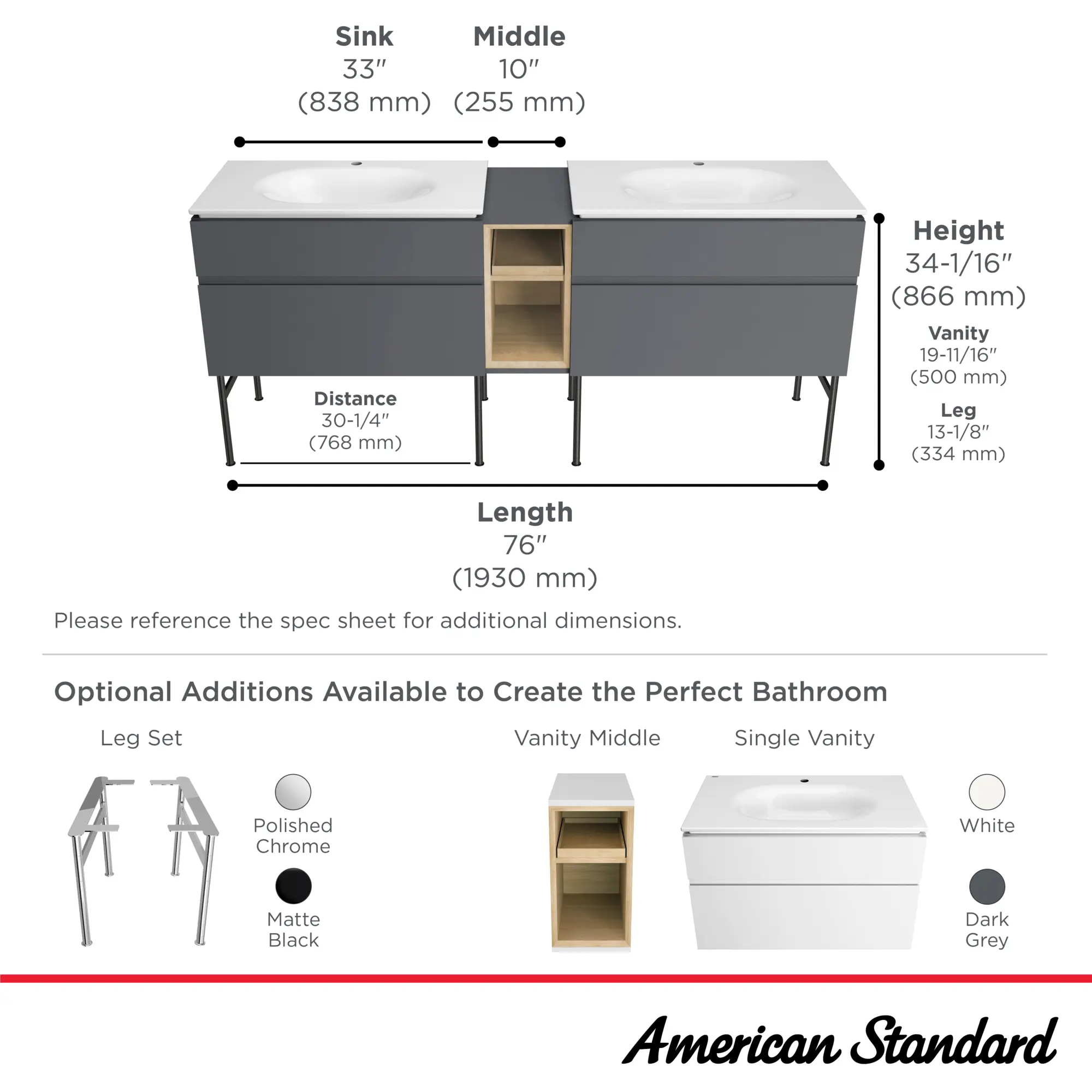 Studio® S 33-Inch Vitreous China Vanity Sink Top Center Hole Only - Image 12