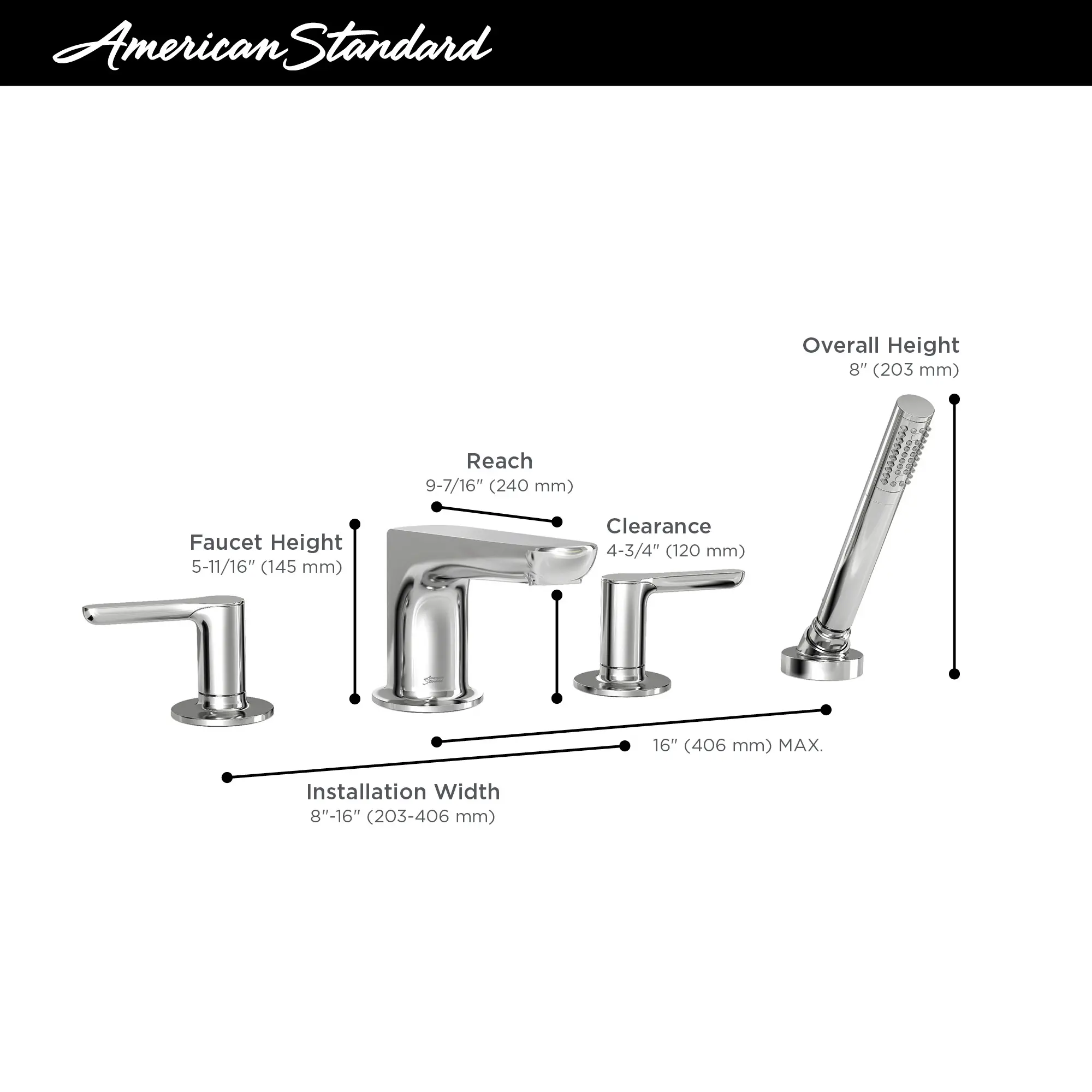 Studio® S Bathtub Faucet With Lever Handles and Personal Shower for Flash® Rough-In Valve - Image 23