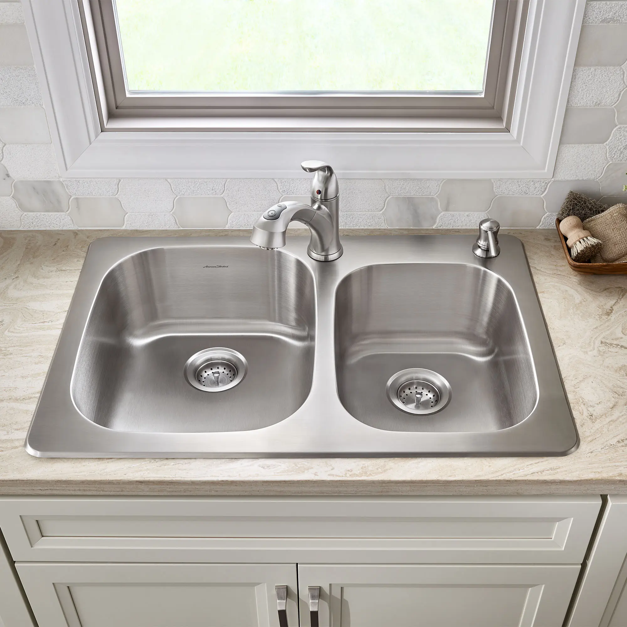 Sullivan® Offset Stainless Steel 2-Hole Topmount Double-Bowl Kitchen Sink - Image 4
