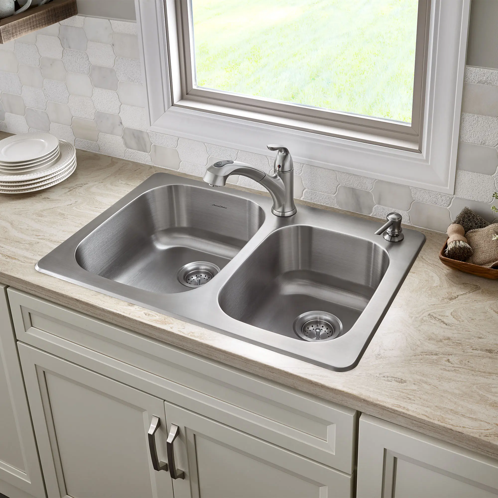 Sullivan® Offset Stainless Steel 2-Hole Topmount Double-Bowl Kitchen Sink - Image 5
