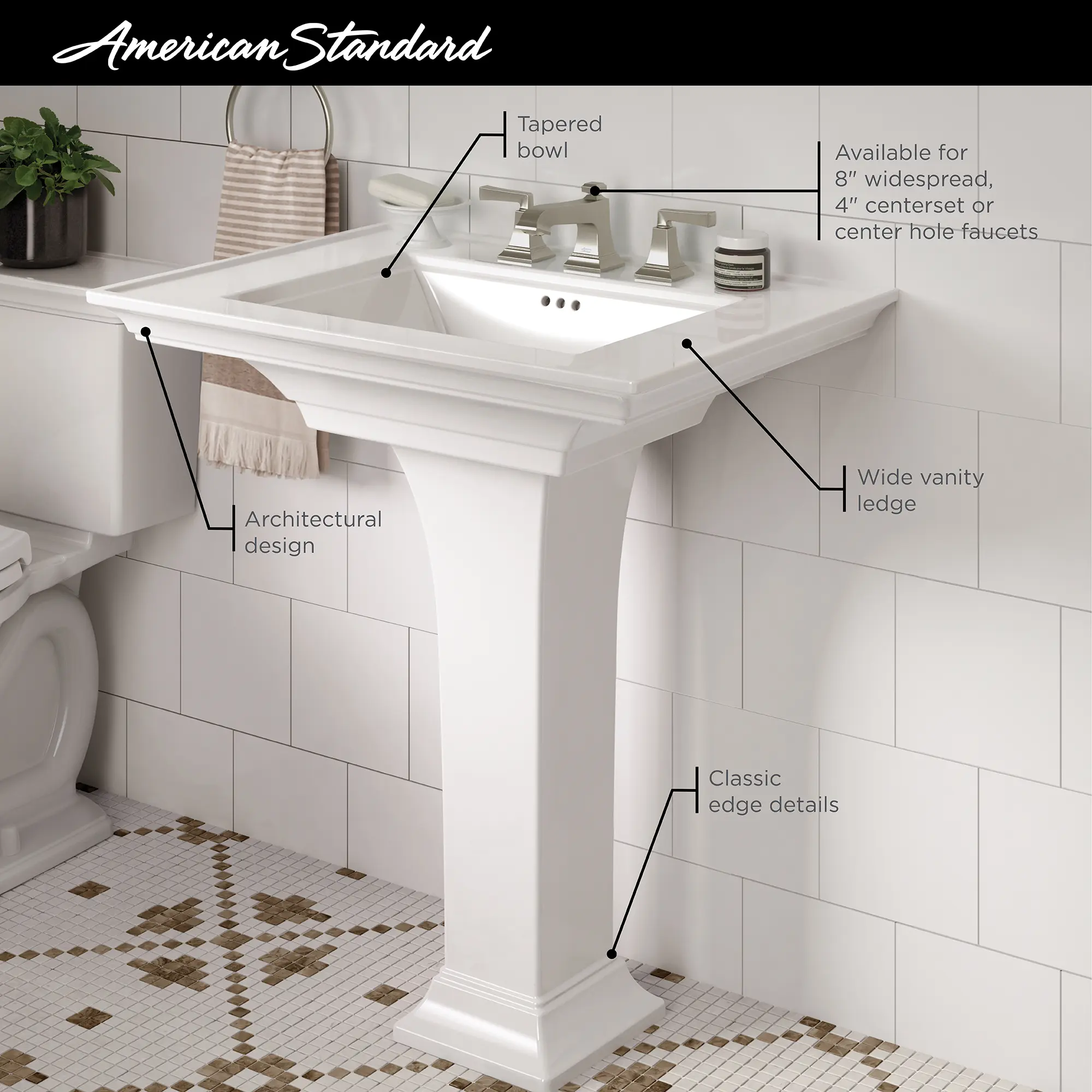 Town Square® S 8-Inch Widespread Pedestal Sink Top and Leg Combination - Image 10