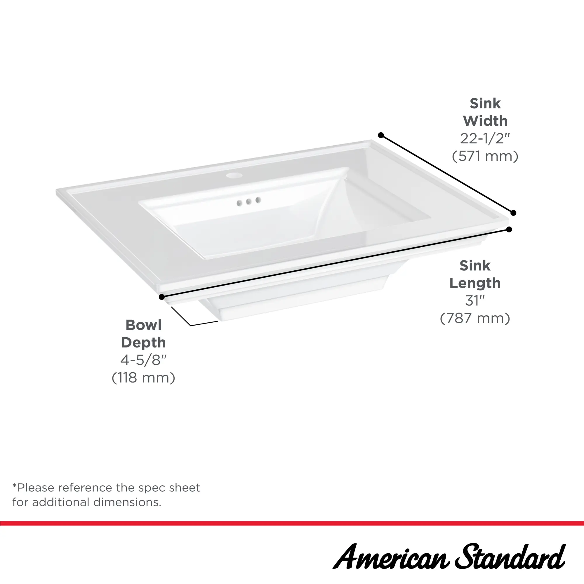 Town Square® S Console Vanity Sink Top Center Hole Only - Image 5