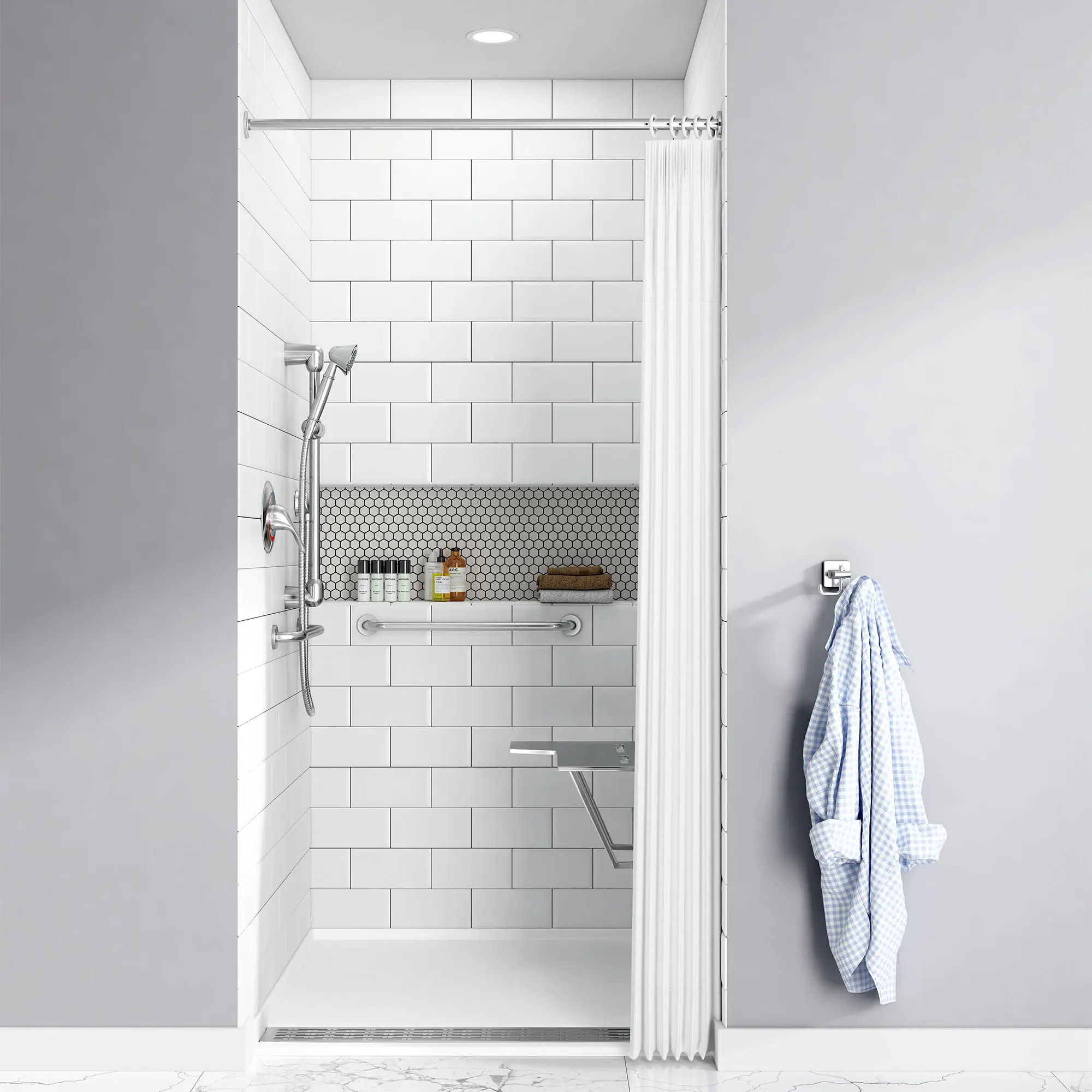 Townsend 38 x 38-Inch Single Threshold ADA Shower Base With Center Drain - Image 3