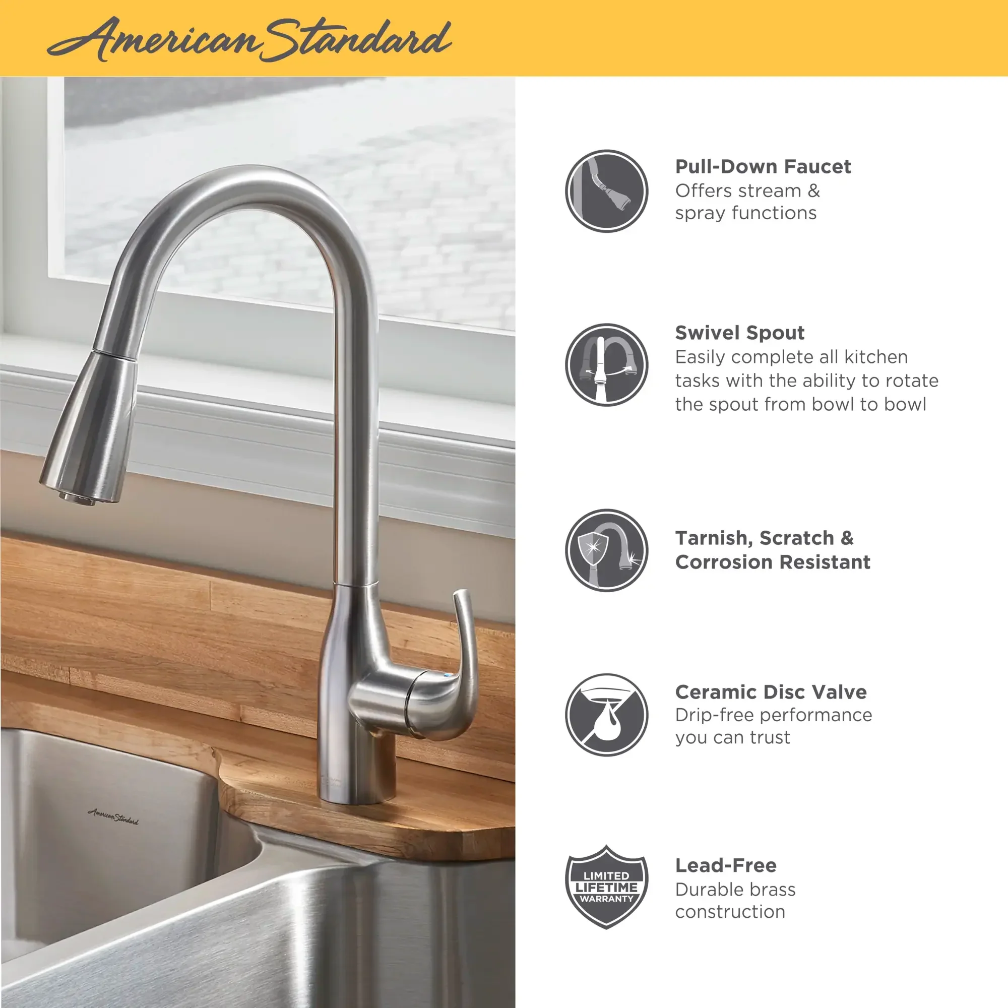 Tulsa® 33 x 22-Inch Stainless Steel Drop-In Or Undermount Double-Bowl Residential Kitchen Sink With Dual-Spray Faucet - Image 12