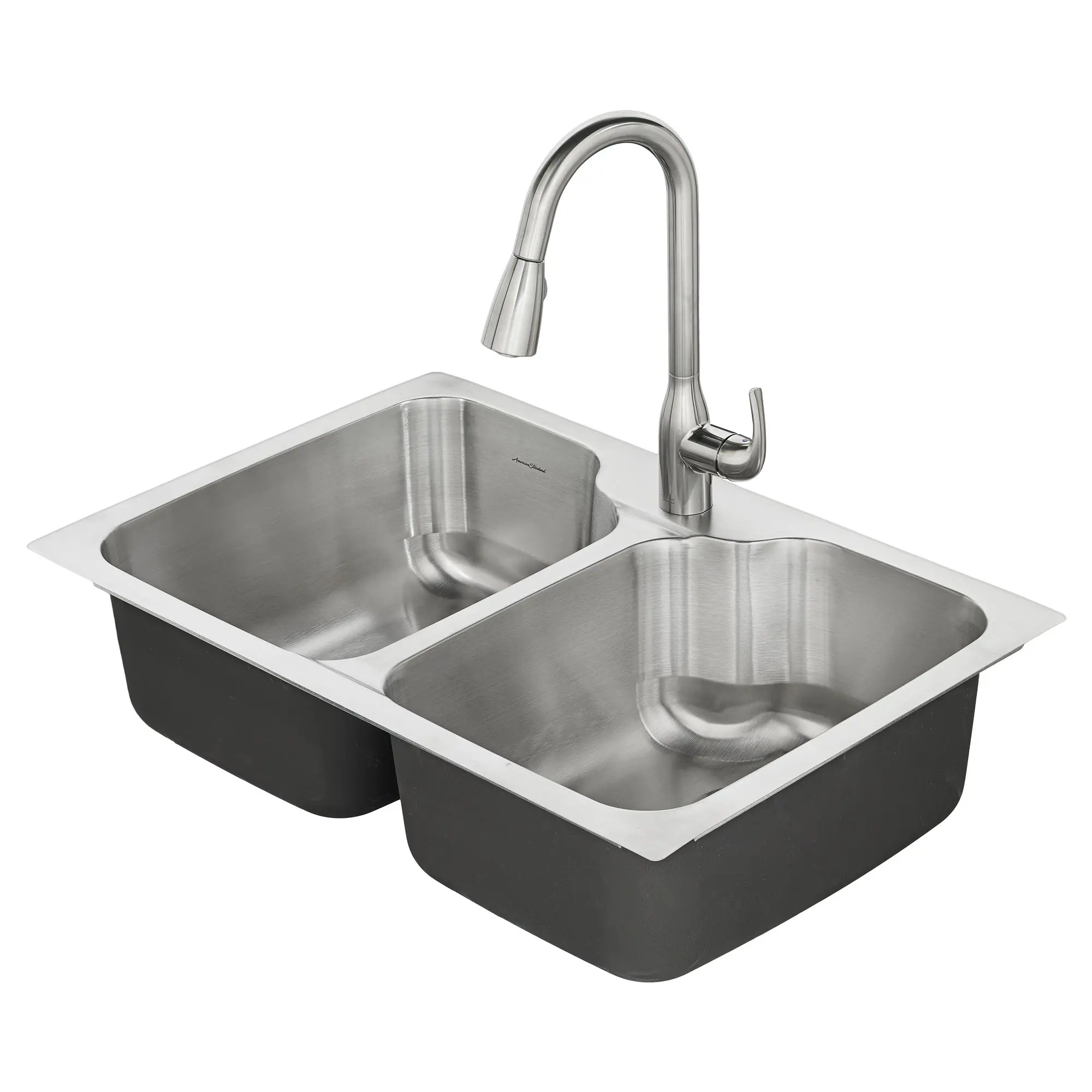 Tulsa® 33 x 22-Inch Stainless Steel Drop-In Or Undermount Double-Bowl Residential Kitchen Sink With Dual-Spray Faucet - Image 2