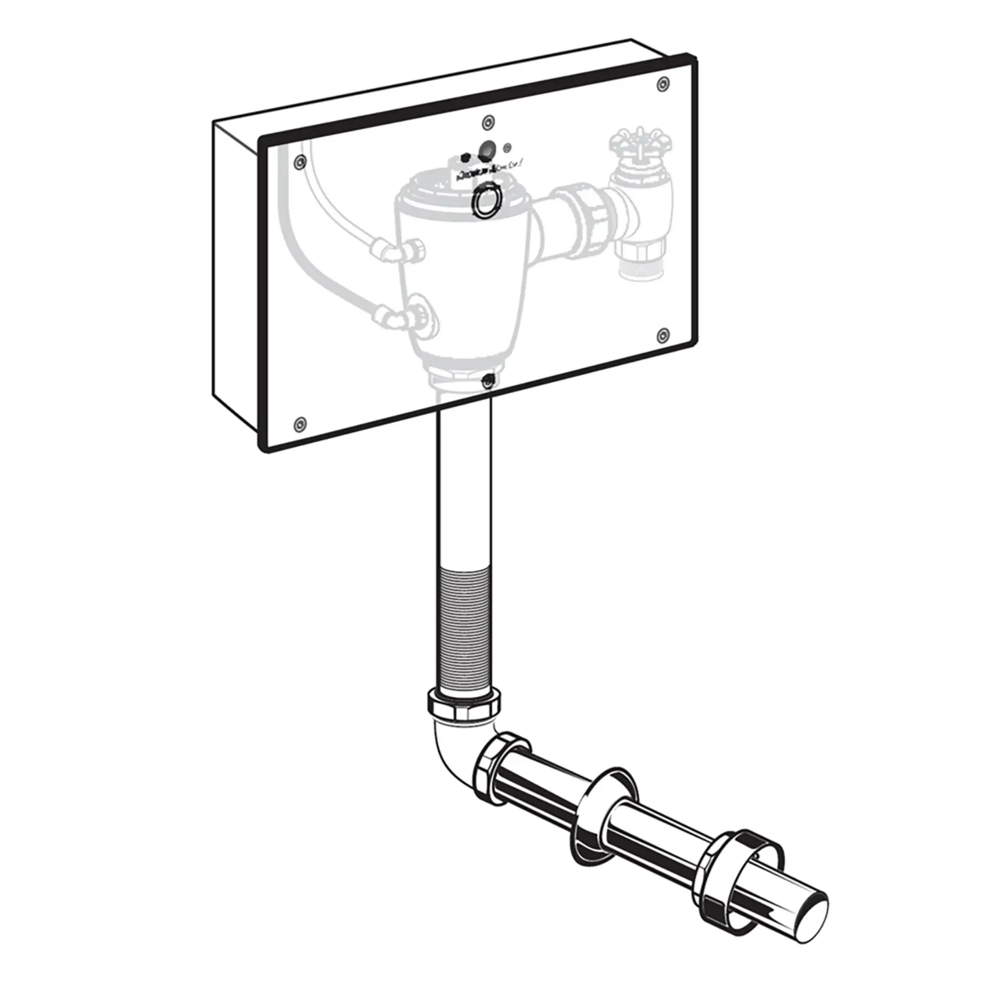 Ultima Selectronic Concealed Toilet Flush Valve with Wall Box, Base Model, Piston-Type, 1.6 gpf/6.0 Lpf